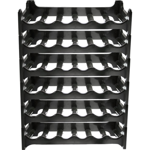 Kunststof wijnflessen rek/wijnrek stapelbaar voor 36 flessen - Cosy and Trendy - ZWART