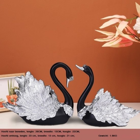 Flessenrek van hars - Paar Zwaan - Voor Wijn & Champagne - Decoratie - Bar - Cadeau - Hotelkamer - Restaurant - Wijnrek - Verrassing