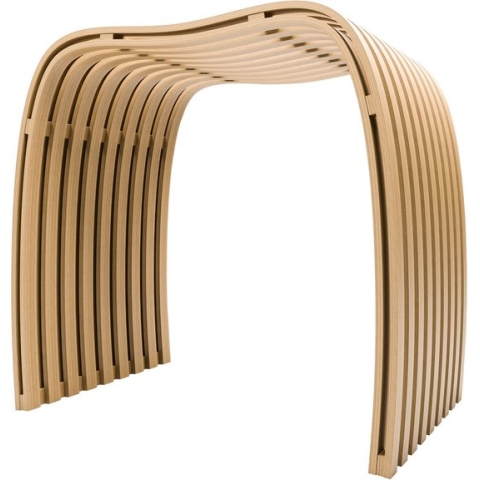 Schulte douche - badkamerkrukje - elegant en ergonomisch - materiaal bamboe - belastbaar tot 180 kg - met antislip voetjes en sierlijk gebogen bamboehout - mooi voor in de badkamer