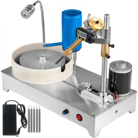 Dakta® Gem Faceting Machine Lapidaire Sieraden Polijstmachine Snelheid 120W 1800RPM, Gem Facetten Machine 150mm, Gem Snijmachine met LCD Precisiemanipulator, Rock Slijpen Polijstmachine voor Gem Jade