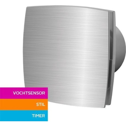 Badkamerventilator Ø 100 mm Silent met vochtsensor en timer.