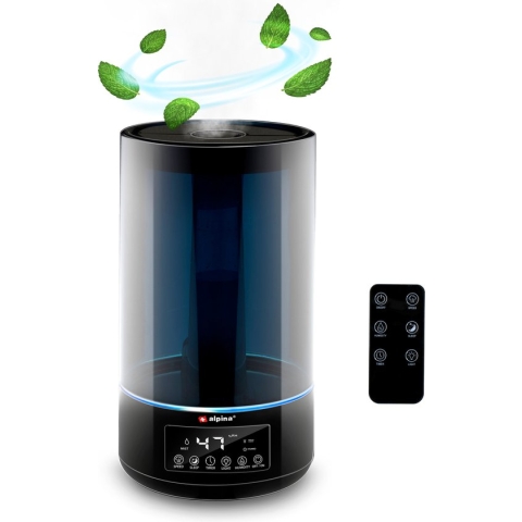 alpina Luchtbevochtiger 4.3L - Humidifier - Aroma Diffuser met Timer - Afstandsbediening - Zwart