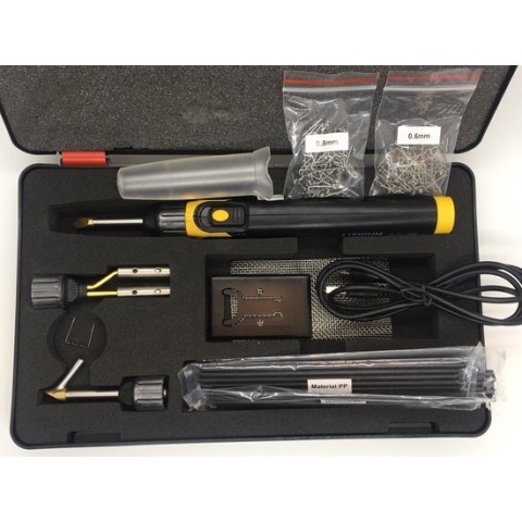 Oplaadbare Hot stapler, Kunststof soldeerapparaat in set met Li-ion accu, bumperreparatie