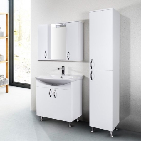 Bally Aleco Badmeubelset Met Spiegelkast en Verlichting 80cm Wit