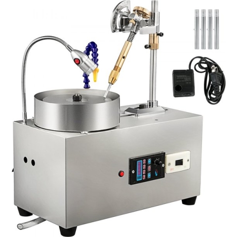 Dakta® Gem Faceting Machine Lapidaire Sieraden Polijstmachine Voor Gem Snelheid 2800 RPM, 180W Gem Facetten Machine, Gem Snijmachine met Mechanische Handvat, Rock Slijpen Polijstmachine Voor Gem Jade