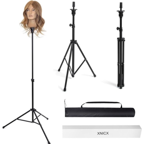 Pruik Stand Mannequin Head Stand Verstelbare Pruik Stand Statief Hoofd (36-53 inch) Voor Kappers, Haar Pop Styling Hoofd, Training Canvas Hoofd, Mannequin Hoofd Met Draagtas
