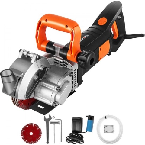 Dakta® Elektrische Muurfrees 4800W Elektrische Sleuffrees 0-5000 Omw/min Wandfrees met Ergonomische Handgrepen, Verstelbare Breedte en Diepte voor het Snijden van Betonnen Muren Marmer Graniet en Staal