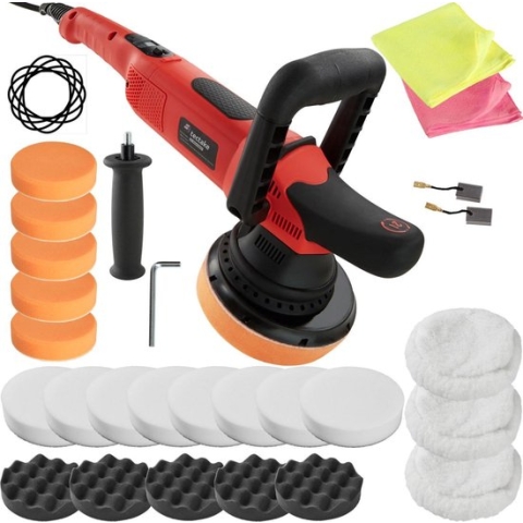 tectake - Excentrische polijstmachine K7250B-25 delig -zwart/rood- 403395