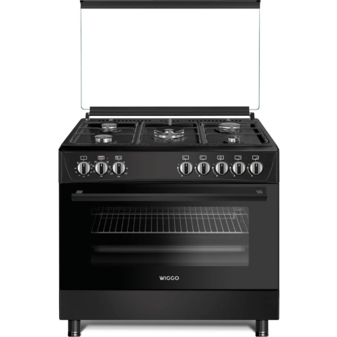 Wiggo WO-E905R(BB) - Serie 5 - 90 cm - 5 kookzones - Gasfornuis - Zwart