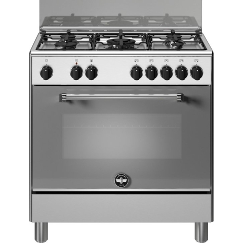 La Germania AM85C61DXT Fornuis 80 cm. 5-pits gas met wok. RVS