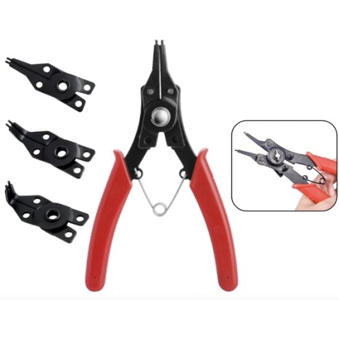PD® - Borgveertang - 4 delig - Borgringtang - Seegerringtang - Rood - Zowel binnen- als buitenringen - 16cm