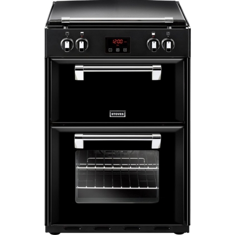 Stoves RICHMOND 600 Ei Zwart met 2 ovens (conventioneel en hetelucht) en 4 inductie kookzones.