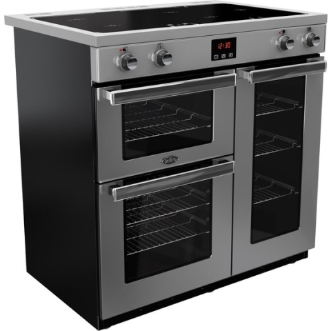 Belling Cookcentre 90 cm Induktion Range-fornuis Zone van inductiekookplaat Roestvrijstaal A