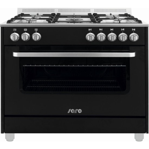 SARO Design gas fornuis  - zwart - 5 pits - wok - elektrische oven & grill met 11 functies - Design model TS95C61LNE