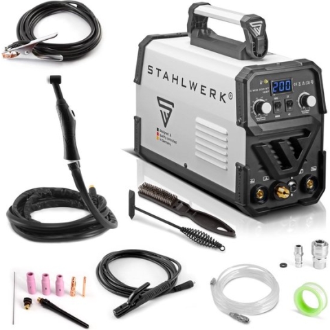 STAHLWERK DC TIG 200 ST IGBT - combi TIG lasapparaat met 200 ampère en MMA E-Hand, 7 jaar fabrieksgarantie, lassen van staal, RVS en nog veel meer.