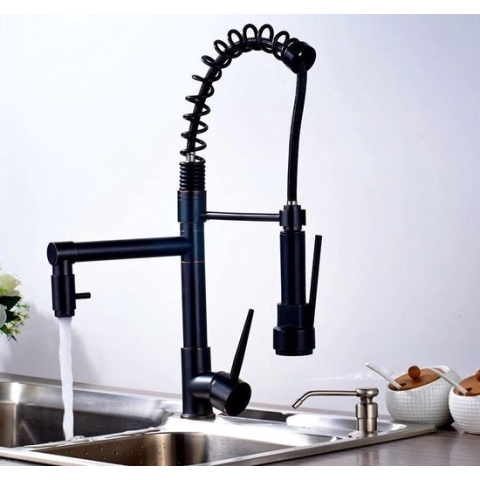 Premium Zwarte Keukenkraan - Mengkraan - Uittrekbare Uitloop - Zwarte Kraan