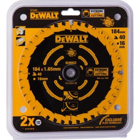 DeWALT Cirkelzaagblad voor Multimaterial | Extreme | Ø 184mm Asgat 16mm 40T - DT10303-QZ