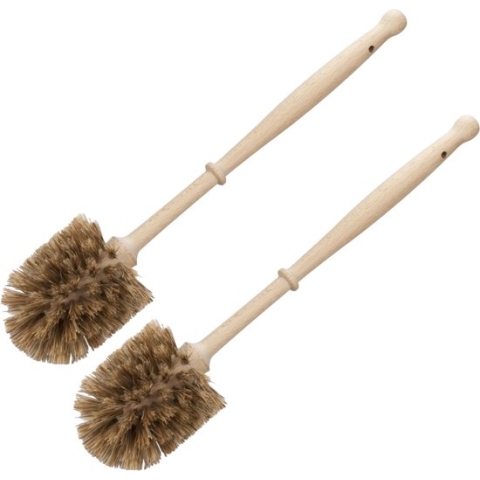 2x stuks houten wc/toiletborstels bruin 36 cm - Toilet/badkameraccessoires wc-borstels