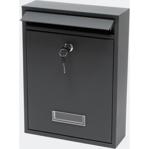 Brievenbus; Wandbrievenbus, Mailbox Type V11 antraciet brieven bus met 2 sleutels en naambordje, donker grijs - Brievenbussen - Multistrobe