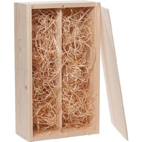 20x 2-vaks wijnkist met schuifdeksel 37x21x11cm - inclusief gratis houtwol
