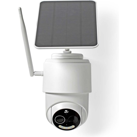 Nedis SmartLife Camera voor Buiten - Wi-Fi - Full HD 1080p - IP65 - Max. batterijduur: 5 Maanden - Cloud Opslag (optioneel) / microSD (niet inbegrepen) - 5 V DC - Met bewegingssensor - Nachtzicht - Wit