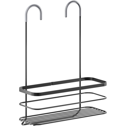 Metaltex - Doucherek - Badkamerrek voor aan de douche - Ophangen zonder boren - incl. haken antikrasbescherming - 28x14x38 cm - 5 jaar garantie - matzwart