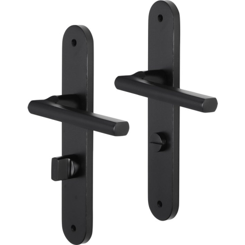 Impresso Redhill Deurklink Zwart – Deurbeslag – Ovaal – Deurschild met Schroeven en Toiletsluiting
