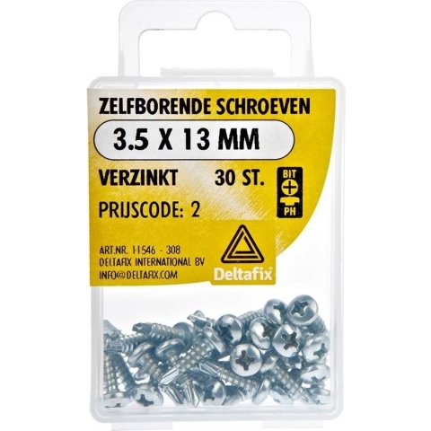 Zelfborende Schroeven 3.5x 13 mm Verzinkt, 30 Stuks