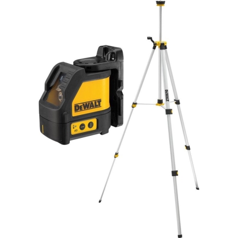 DeWalt DW088KTRI zelfnivellerende kruis lijnlaser in koffer (DW088K) & statief in tas (DE0881T) - Rood - 5m