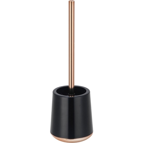 MSV Coruna Toilet/WC-borstel in houder - kunststof - zwart/koper - 38 x 12 cm - Luxe uitstraling