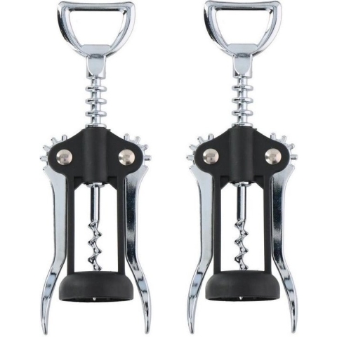 2x Kurkentrekkers met hefbomen 17 cm - Flesopeners kurkentrekkers