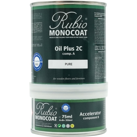 Rubio Monocoat Oil Plus 2C - Ecologische Houtolie in 1 Laag voor Binnenshuis - Pure, 350 ml