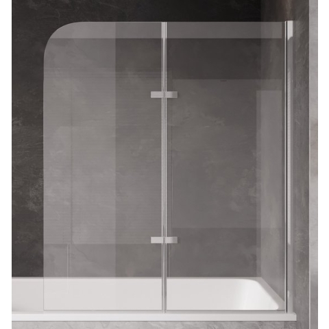 Badplaats Badwand Austin 100 cm x 140 cm - Chroom - Badscherm Draaibaar 5 mm dik - Veiligheidsglas en Antikalk