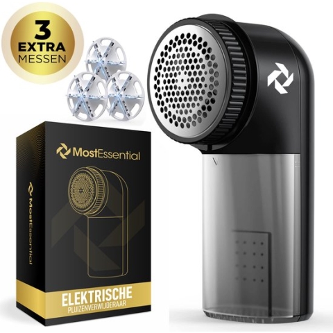 MostEssential Premium Elektrische Pluizenverwijderaar – Pluizentondeuse - Ontpluizer – Kledingontpluizer – Kledingroller – Kledingborstel - Pluizendief - Lint Remover - Inclusief 3 Reserve Mesjes - 2023 MODEL