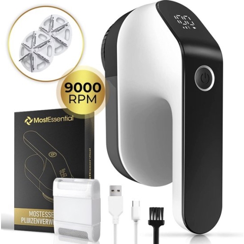 MostEssential Premium Elektrische Pluizenverwijderaar – PRO Edition - Pluizentondeuse - Ontpluizer – Kledingontpluizer – Kledingroller – Kledingborstel - Pluizendief - Lint Remover - Duurzaam – Draadloos - Voor Kleding & Meubilair – 2023 MODEL