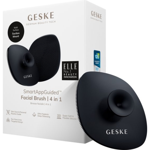 GESKE | SmartAppGuided™ Facial Brush 4 in 1 | Gezichtsreinigingsborstel met handvat | Zachte siliconen borstel | Professionele gezichtsreiniging | Gezichtsreinigingsapparaat | Huidreiniging