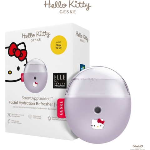 GESKE x Hello Kitty | SmartAppGuided™ Facial Hydration Refresher | 4 in 1 | Waterverstuiver | Gezichtsstomer | Facial mist | Gezichtsreinigingsapparaat | Mist | Huidcosmetica | Natuurlijke glans
