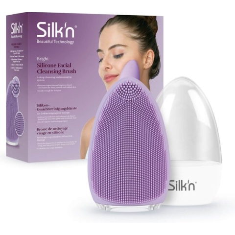 Silk'n Bright - Elecktrische en ultra hygiënische gezichtsborstel - Gezichtsreiniger - Diepe reiniging en massage van de huid - Verwijdert vuil en make-upresten, ontstopt de poriën - Lila
