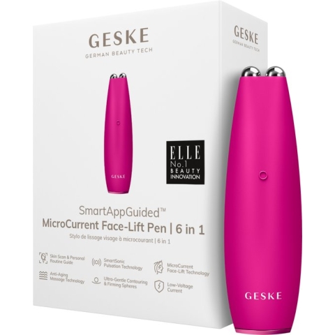 GESKE | SmartAppGuided™ MicroCurrent Face-Lift Pen | 6 in 1 | Tools voor huidverzorging | Anti-aging apparaat | Facelift | Jonge huid zonder rimpels | Gezichtsapparaat