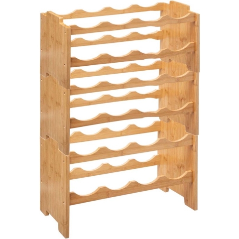 Set van 4x stuks stapelbare bamboe fles/wijnrekken - voor 32 flessen - 46 x 24,5 x 29,5 cm - Wijnfles houder