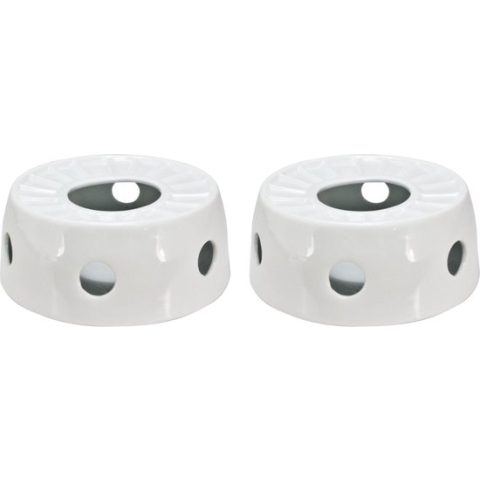 Svenska Living Rechaud/warmhoudplaat - 2x - porselein - wit - 16 x D14 cm