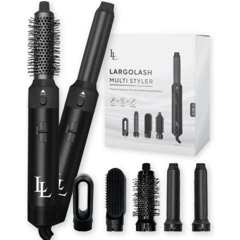 Largolash 5-in-1 Fohnborstel - Krultang - Krultang 5 in 1 - Krulborstel - Fohn - Stijlborstel - Stijltang - Airstyler - Nieuwste versie 2.5 Aug 2023