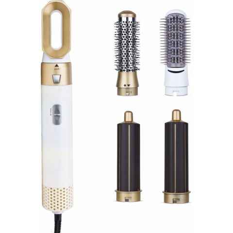 5-in-1 Haarstyler - Krultang, Multistyler, Hairwrap, Krulborstel, Stijlborstel - Met Opzetstukken - Voor Glad, Krullend en Golvend Haar
