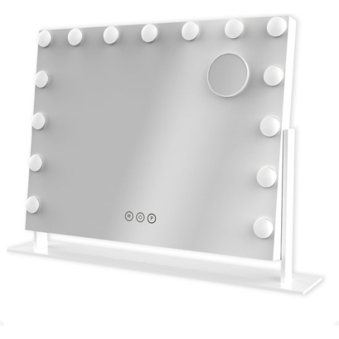 Novalie Grote Hollywood Spiegel met Verlichting - 65 cm x 50 cm - Make Up Spiegel met Led Lampen – Visagie – Dimbaar / 3 Lichtstanden – Voor hem / haar cadeau – 10x Vergroting – Met Tru-Daylight verlichting – Wit