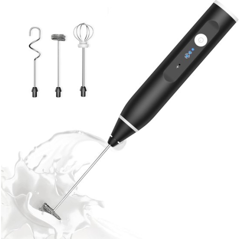 Cuisimax Elektrische Melkopschuimer met Houder - USB C Oplaadbaar - Melk Opschuimer Handmatig - Melkklopper - Melkschuimer