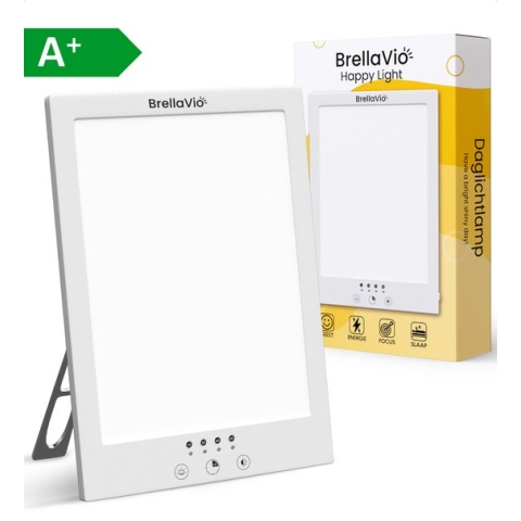 BrellaVio Happy Light Daglichtlamp - 12.000 LUX - Wit - Incl. Opberghoes - Winterdepressie Lichttherapielamp - LED Lichttherapie - Bureaulamp - Daglicht Lamp - SAD Daylight Therapy - Hobby Lampen