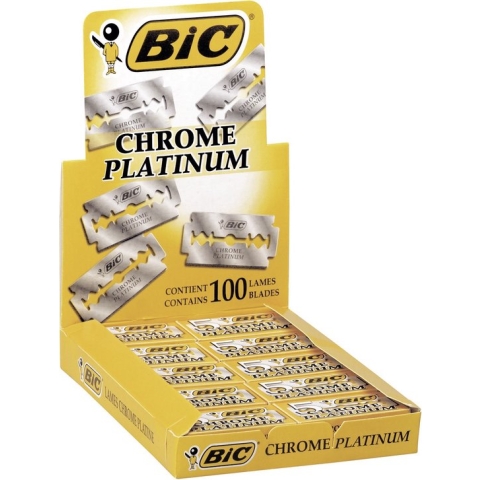BIC Chrome Platinum Double Edge Blade Mesjes Safety Razor - Doos van 100 stuks - Scheermesjes