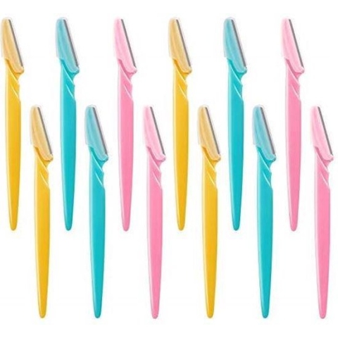 Tinkeke Premium Wenkbrauwen Scheermesjes - Haar mesje - Set - 12  Stuks -14.5x3.8cm -Wenkbrauw Trimmer - Elektrische Scheerapparaat - Pijnloos gezichtshaar verwijderen - Haar epilator - Wit od Roze®