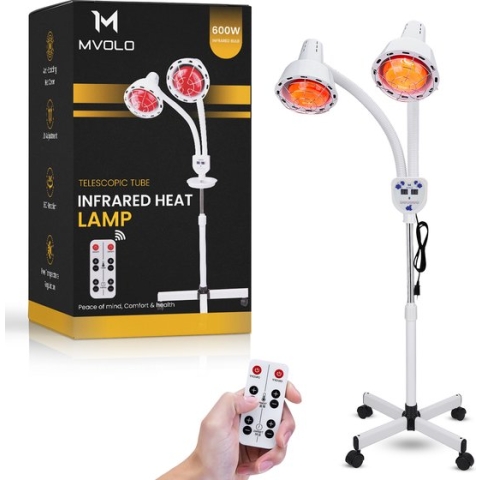 Mvolo Dubbele Infraroodlamp S1 - Lichttherapie voor pijnverlichting en spierherstel - Collageen - infraroodlamp - infrarood - warmte lamp - 3 meter kabel - 2 jaar garantie