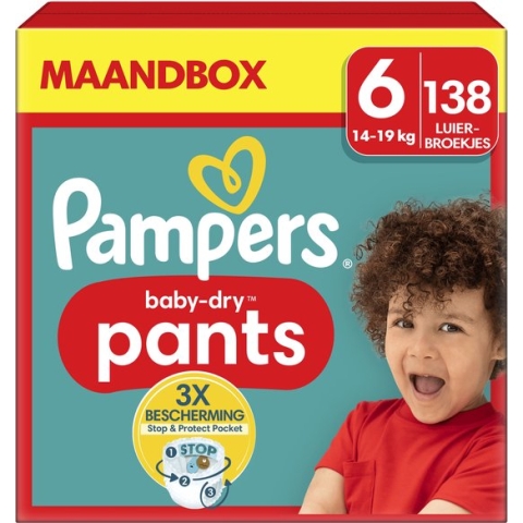 Pampers Baby-Dry Pants - Maat 6 (14-19kg) - 138 Luierbroekjes - Maandbox